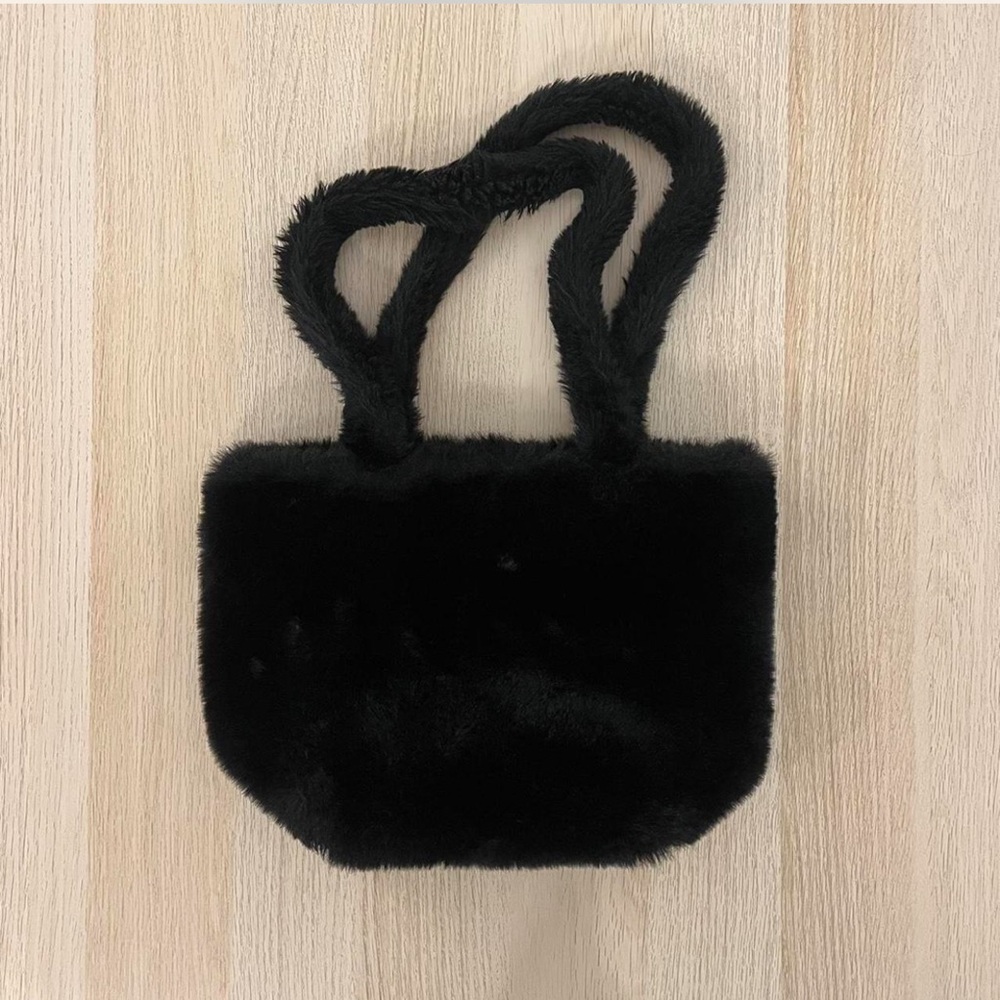 Black Faux Fur Tote Bag